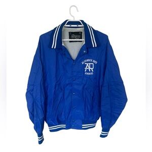 Vintage Blue Satin Bomber Jacket Size M